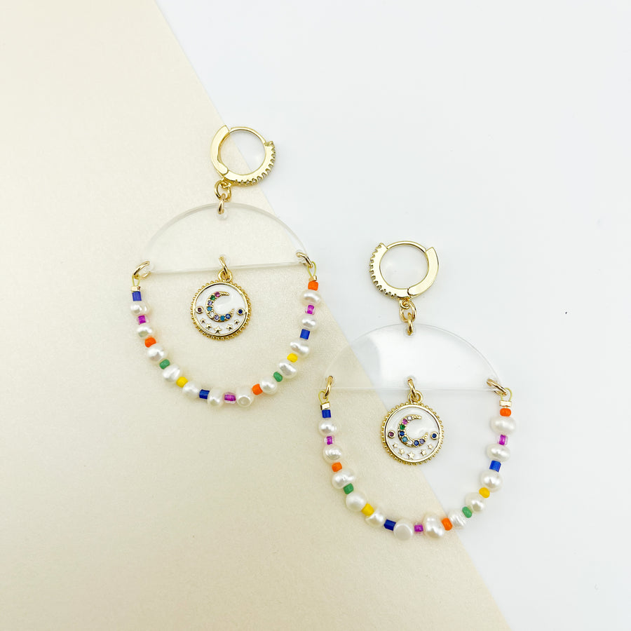 Luna Charm Pearl Earrings