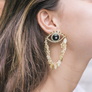 Golden Eye Black Earrings