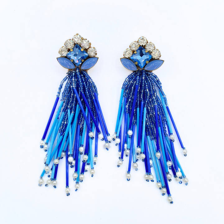 Deluxe Cascade Blue Earrings