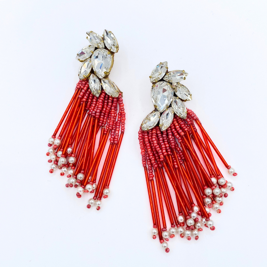 Deluxe Cascade Red Earrings