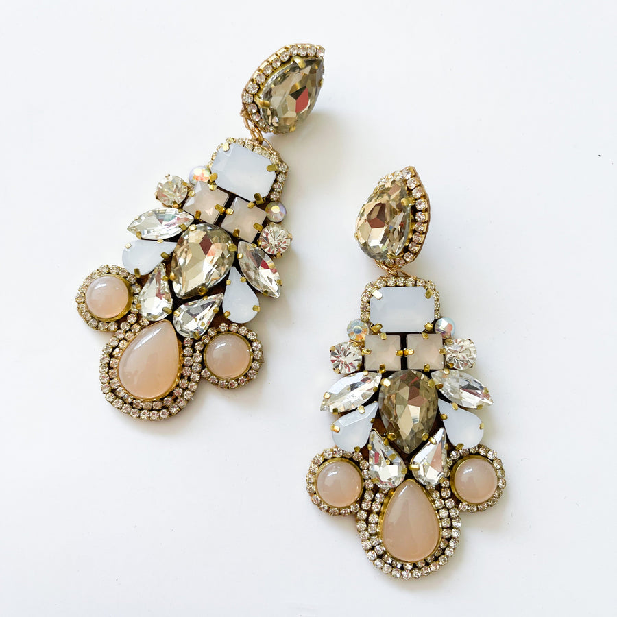 Arab Beige and White Earrings