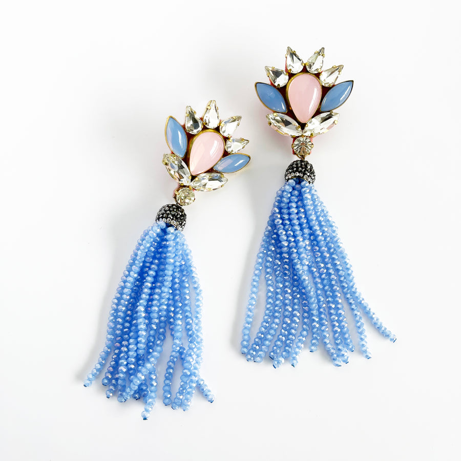 Crystal Tassel Baby Blue Earrings