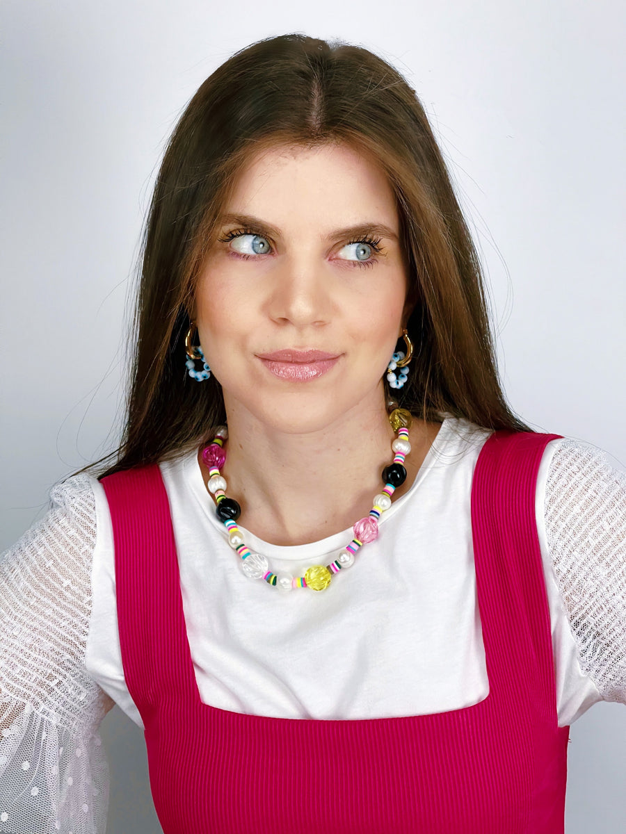 Saif Colorful Clear Statement Necklace