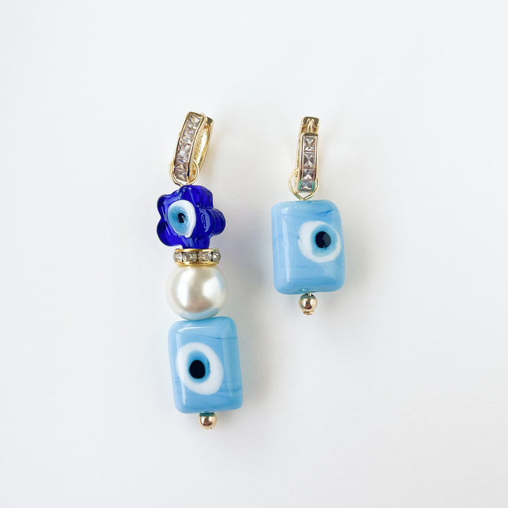 VE Mismatched Blue Aqua Earrings