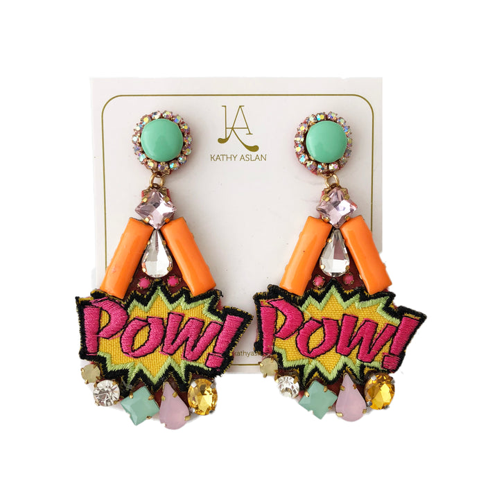 Pop Pow Orange Multicolor Earrings